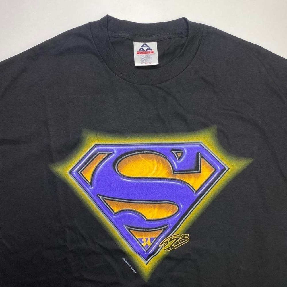 Vintage LA Los Angeles Lakers x Shaquille O'Neal Shaq Superman logo shirt